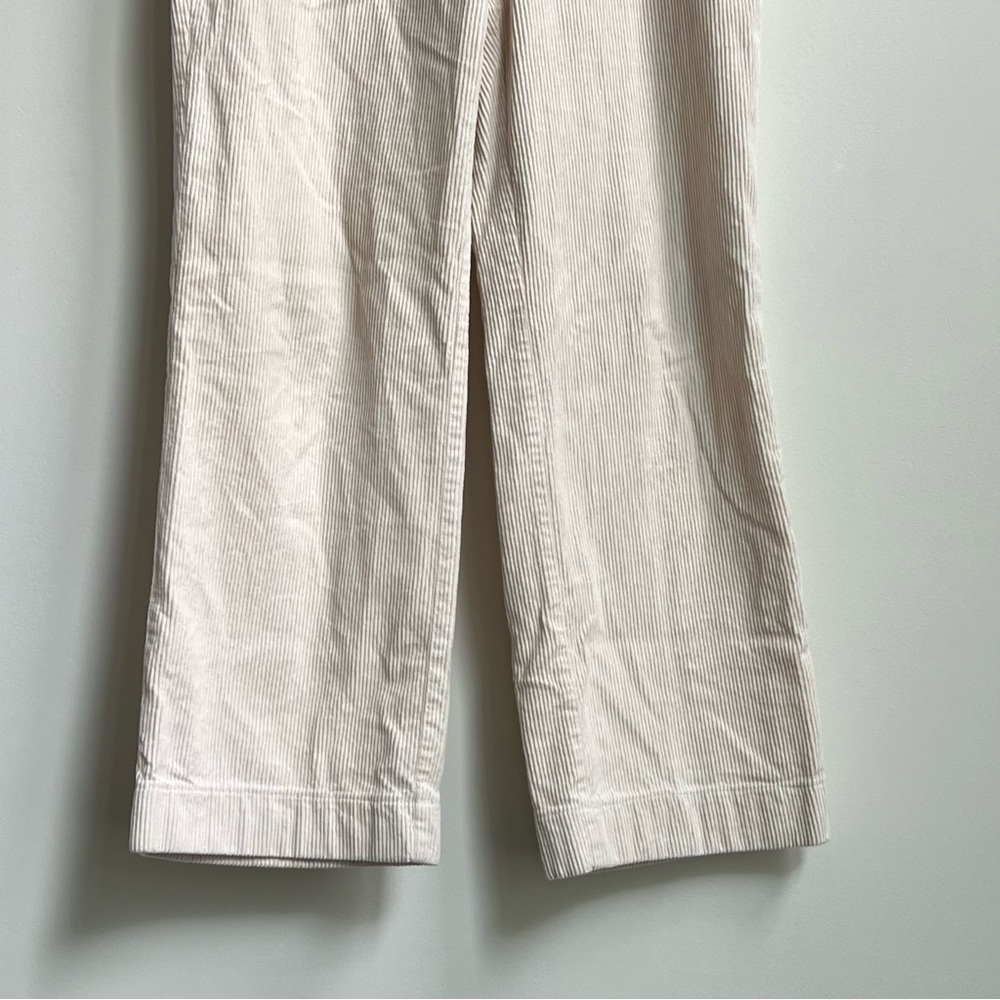 J Crew Factory Wide-leg corduroy trouser Women's Size 10 Tall Ecru Cream Preppy - Picture 7 of 14
